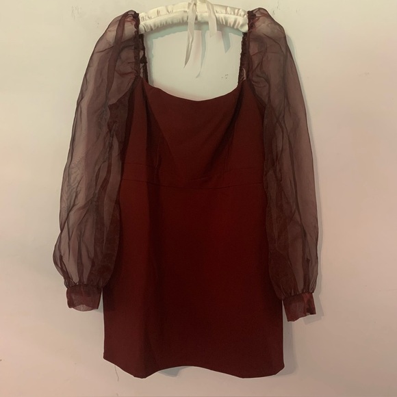 Fashion Nova Womens Cocktail Clubwear Sheer Puff Long Sleeve Mini Dress Size XL - Picture 4 of 14